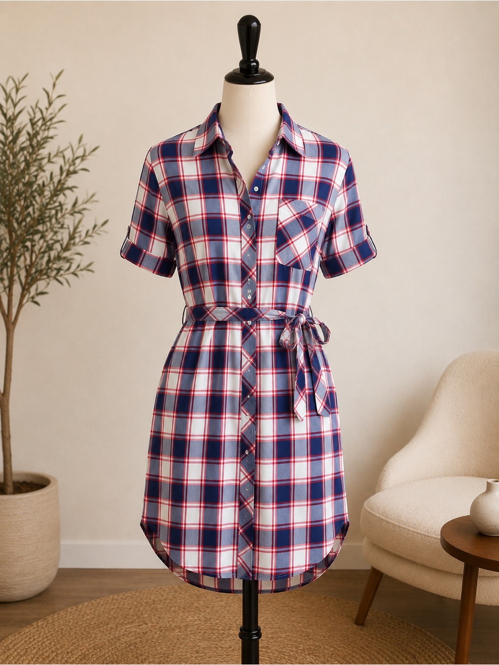 Southern Tide Intercoastal Franca Plaid Shirt Dress XS